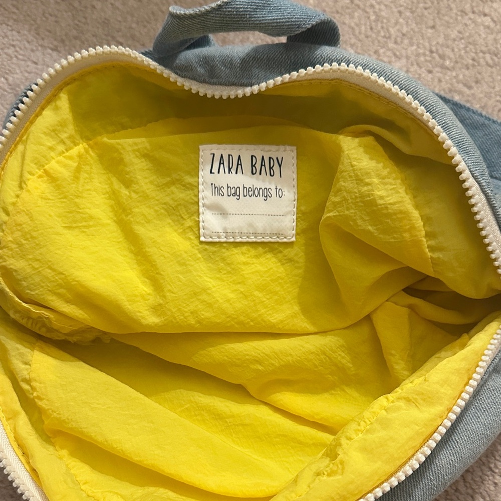 Zara Baby Smiley Face Denim Backpack - Yellow and Gray - Picture 7 of 8